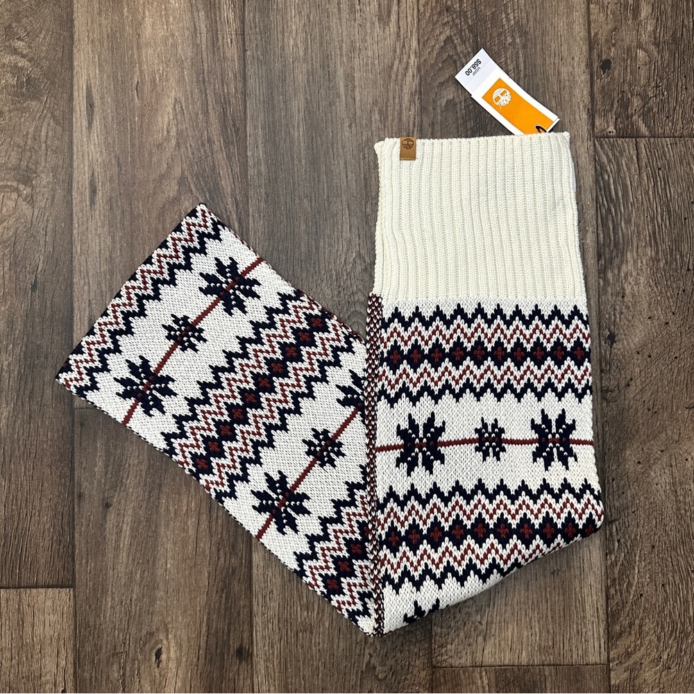 Timberland Fair Isle Patterned Knit Winter Scarf Unisex One Size Multicolor